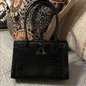 Liz Claiborne Black Crocodile-Embossed satchel  Bag so cute!